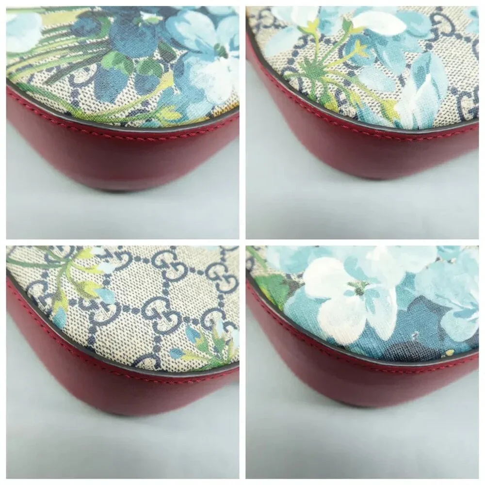 100% Authentic GUCCI Blooms Blue&Red Canvas Shoulder Bag - Picture 6 of 12